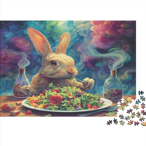 Cute Bunny Puzzle 500 Teile Classic Puzzle DIY Kit Holzspielzeug Unique Gift Home Decor 500pcs (52x38cm) von YUXINYUE