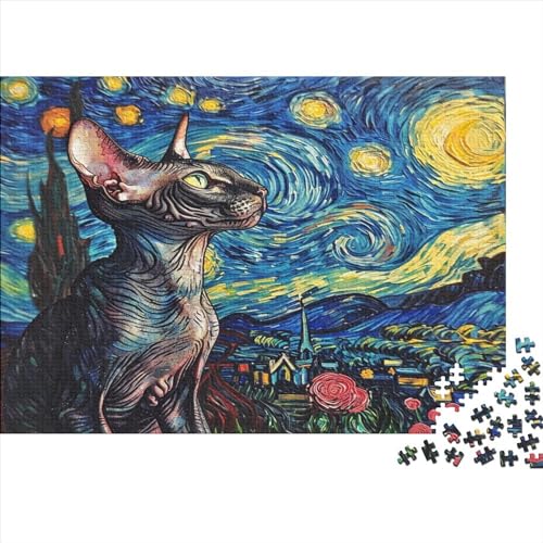 Cute Cat Puzzle 300 Teile Classic Puzzle DIY Kit Holzspielzeug Unique Gift Home Decor 300pcs (40x28cm) von YUXINYUE