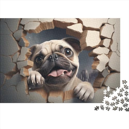 Cute Pug 1000 Teile Puzzle Cartoon Geeignet Für Erwachsene Und Kinder Ab 12 Jahren 1000pcs (75x50cm) von YUXINYUE