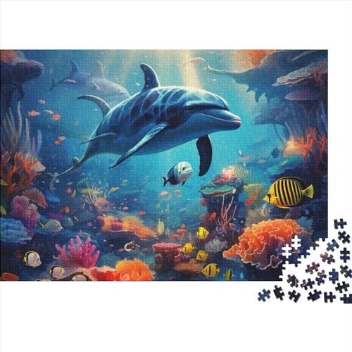 Dolphins– 300 Teile, Impossible Puzzle, Geschicklichkeitsspiel Für Die Ganze Familie, Farbenfrohes Legespiel, Erwachsenenpuzzle Ab 12 Jahren 300pcs (40x28cm) von YUXINYUE