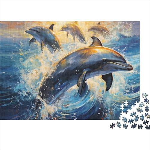 Dolphins– 300 Teile, Impossible Puzzle, Geschicklichkeitsspiel Für Die Ganze Familie, Farbenfrohes Legespiel, Erwachsenenpuzzle Ab 12 Jahren 300pcs (40x28cm) von YUXINYUE