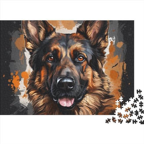 German Shepherd Puzzle - Cartoon - 1000 Teile Puzzle Für Erwachsene Und Kinder Ab 12 Jahren, Geschicklichkeitsspiel Für Die Ganze Familie, 1000pcs (75x50cm) von YUXINYUE