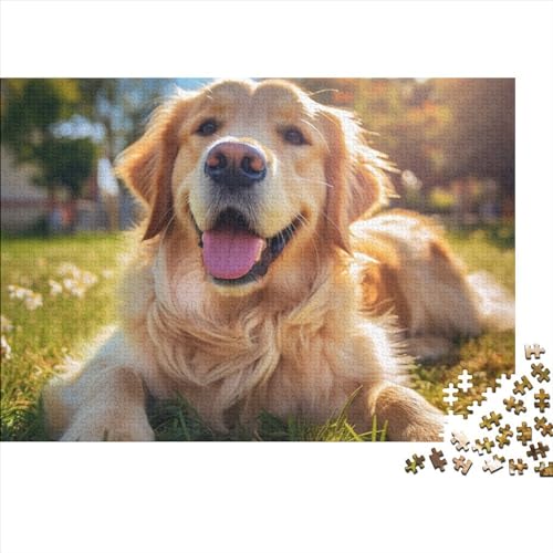 Golden Retriever Puzzles 1000 Teile Für Erwachsene Cartoon Familie Urlaub Puzzle,Puzzle Für Pädagogisches Geschenk Heimdekoration 1000pcs (75x50cm) von YUXINYUE