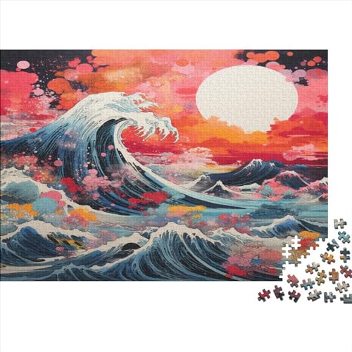 Japanese Ukiyo-e Puzzle 1000 Teile Ocean Waves Classic Puzzle DIY Kit Holzspielzeug Unique Gift Home Decor 1000pcs (75x50cm) von YUXINYUE