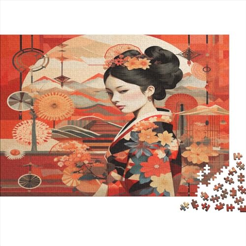 Kimono Girl Puzzles Für Erwachsene 500 Teile Japanese Style Puzzle Für Familienspielzeugspiel Holzpuzzle Family Time Brain Challenge 500pcs (52x38cm) von YUXINYUE