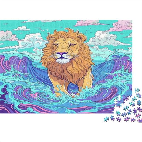 Lion Puzzle 300 Teile Cartoon Classic Puzzle DIY Kit Holzspielzeug Unique Gift Home Decor 300pcs (40x28cm) von YUXINYUE