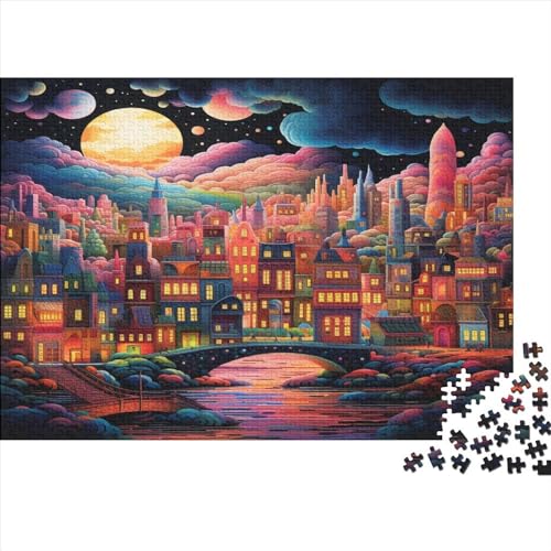 Moon City Puzzle 1000 Teile Cartoon Classic Puzzle DIY Kit Holzspielzeug Unique Gift Home Decor 1000pcs (75x50cm) von YUXINYUE