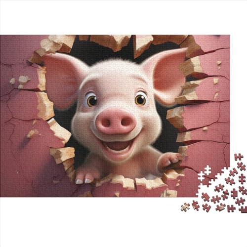 Pink Piggy 500Pcs Puzzle Erwachsenen Dekompression Spiel Puzzle Studenten Spielzeug Für Kinder Weihnachten Geburtstagsgeschenke,Holzpuzzle 500pcs (52x38cm) von YUXINYUE