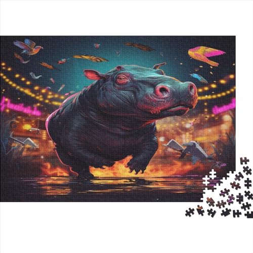 Puzzle 1000 Teile Erwachsene Hippo Puzzles Für Erwachsene Lernspiel Herausforderungsspielzeug 1000-teilige Puzzles Für Erwachsene Kinder 1000pcs (75x50cm) von YUXINYUE