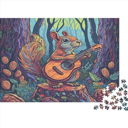 Puzzle 300 Teile Erwachsene Squirrel Playing Guitar Puzzles Für Erwachsene Lernspiel Herausforderungsspielzeug 300-teilige Puzzles Für Erwachsene Kinder 300pcs (40x28cm) von YUXINYUE