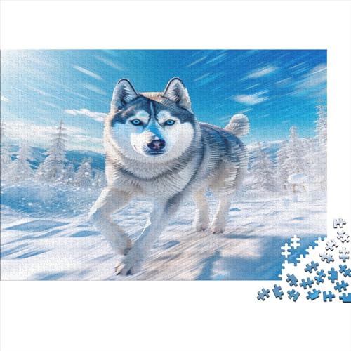 Puzzles Für Erwachsene 300 Teile Snow Husky Puzzle Für Familienspielzeugspiel Holzpuzzle Family Time Brain Challenge 300pcs (40x28cm) von YUXINYUE