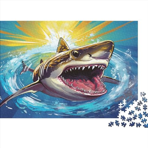 Puzzles Für Erwachsene 500 Teile Shark Puzzle Für Familienspielzeugspiel Holzpuzzle Family Time Brain Challenge 500pcs (52x38cm) von YUXINYUE