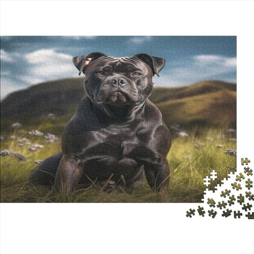 Staffordshire Bull Terrier– 300 Teile, Impossible Puzzle, Geschicklichkeitsspiel Für Die Ganze Familie, Farbenfrohes Legespiel, Erwachsenenpuzzle Ab 12 Jahren 300pcs (40x28cm) von YUXINYUE