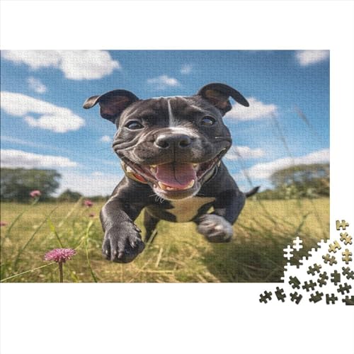 Staffordshire Bull Terrier Puzzle 1000 Teile Erwachsene | Cute Puppy | 1000 Teile Puzzle Für Erwachsene Und Kinder Ab 14 Jahren Holzpuzzle 1000pcs (75x50cm) von YUXINYUE