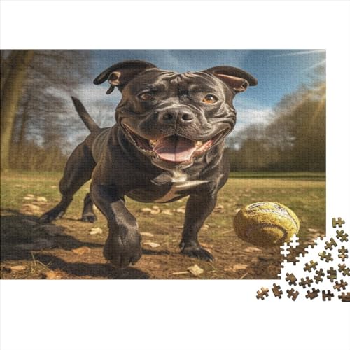 Staffordshire Bull Terrier Puzzles Für Erwachsene 300 Teile Puzzle Cute Puppy Puzzle Für Lernspiele Wohnkultur Dekompressionsspiel Wohnkultur Geschenk 300pcs (40x28cm) von YUXINYUE