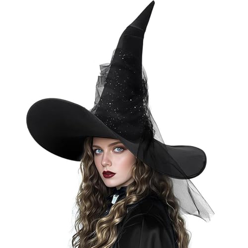 YUXITA Crinkled Witch Caps Dark Series Wizard Hat for All Age Halloween Props Hat Roleplay Witch Hat Cosplay Costume Accessories von YUXITA