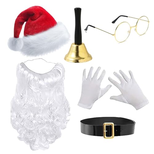 YUXITA Weihnachtsmann-Anzug, Bart-Brille, Handschuhe, Set, Foto-Requisiten, Fesival-Party, Coaplay, Weihnachtsmann, Rollenspiel von YUXITA