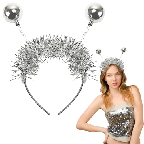 YUYWWAN Alien Haarreif, Weltraum Antennen Haarreifen Alien Kopfschmuck, Discokugel Haarreif Karneval Weltall Accessoires, Space Haarreif für Karnevalsparty Kostüme Zubehör (Silber-C) von YUYWWAN