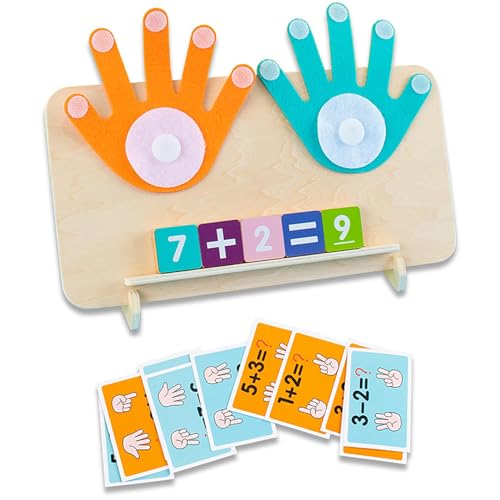 Fingerzählbrett Pädagogisches Lern-Zahlenspielzeug für Kleinkinder Fingerzähl-Mathespielzeug Mathe-Brett aus Holz für Kleinkinder Holz Mathe Spielzeug ab 3 4 5 Jahre Kinder Jungen Mädchen Geschenk von YUZHEDM