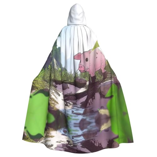 YVNKHKU A Lovely Pig Fashion Hooded Cape - Stylish and Versatile Cape for Halloween and More von YVNKHKU