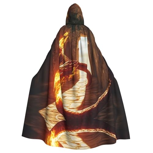 YVNKHKU Fire and Flames Fashion Hooded Cape - Stylish and Versatile Cape for Halloween and More von YVNKHKU