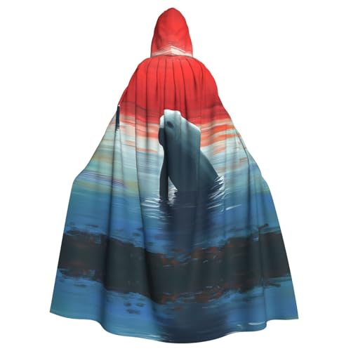 YVNKHKU Manatees, Watch the Sunset Fashion Hooded Cape - Stylish and Versatile Cape for Halloween and More von YVNKHKU