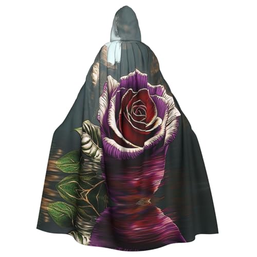 YVNKHKU Mysterious Water Giant Rose Fashion Kapuzenumhang - Stilvoller und vielseitiger Umhang für Halloween und mehr von YVNKHKU