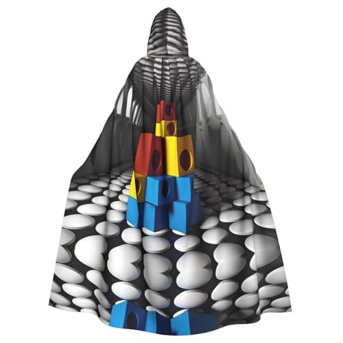 YVNKHKU Schwarzer und weißer 3D-Umhang mit Kapuze – stilvoller und vielseitiger Umhang für Halloween und mehr von YVNKHKU