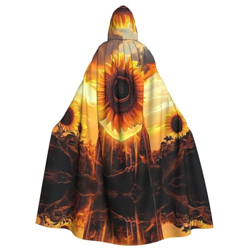 YVNKHKU Sky Giant Sunflower Fashion Hooded Cape - Stylish and Versatile Cape for Halloween and More von YVNKHKU