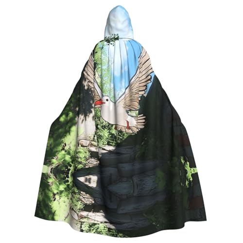 YVNKHKU The birds in the small town Fashion Hooded Cape - Stylish and Versatile Cape for Halloween and More von YVNKHKU