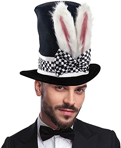 Osterhut Häschen Kostüm Herren Damen Hexe Partyhüte Weiß Hasenohren Schwarz Zylinder Hut Topper Plüsch Hut für Ostern Party Kostüme Zauberer Vampirin Hut Kostüm von YWINETO