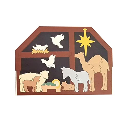 Weihnachts Fensterbilder Kinder Krippenpuzzle Handgefertigter Wassertisch Holzbefeuerte Dekoration Farbe Wohnkultur (Multicolor #2, One Size) von YWJewly