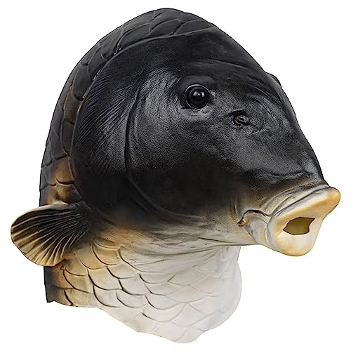 YWJewly Creepy Mask Lustiger Goldfisch-Kopffisch für Partys Halloween Augenklappe Schwarz (Black, 24x18x2cm) von YWJewly