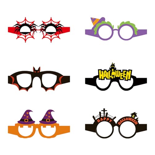 YWJewly Deko Outdoor Spaß bei Halloween-Partys! 6er-Pack skurrile Brillen für Kinder, Foto-Requisiten und dekorative Papierbrillen (g-Purple, 15X15X1CM) von YWJewly