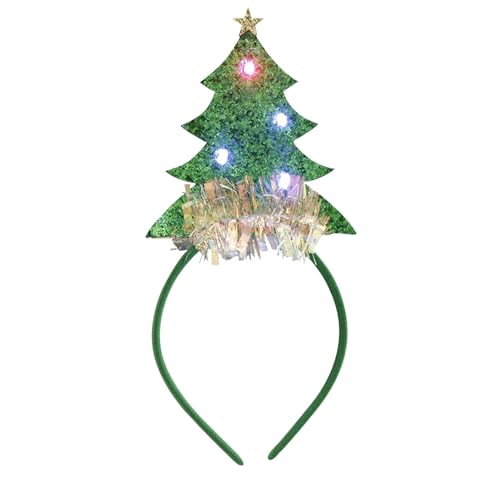 YWJewly Haarspangen Weihnachtsdekorationen leuchten Weihnachtsbaum-Stirnband-Kopfbedeckungen schmücken Partyzubehör Friseur Spangen (G, One Size) von YWJewly