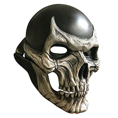 YWJewly Mask Halloween Vollkopf-Schädelmaske/Helm mit beweglichen Kiefern, gruselige Halloween-Latexmaske Schwarz (As Shown, One Size) von YWJewly