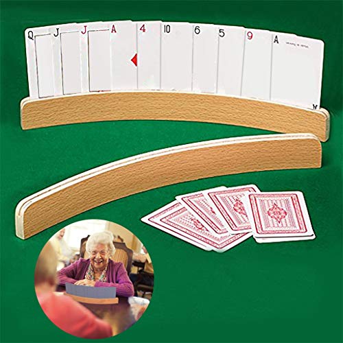 YWJewly Pflanzschilder für Draussen Wetterfest Card Inch Curved Wooden 14 of Playing Holders Card Holder 2 Wooden Set Playing Patio Laws & Garden Geschenkideen Garten (Khaki, One Size) von YWJewly