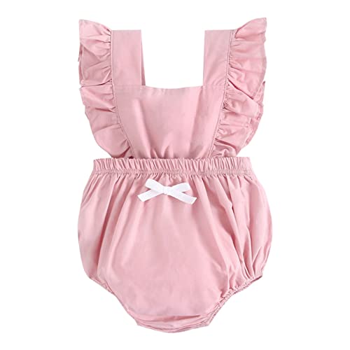 YWLINK Kleinkind Mädchen Babykleidung Neugeborene Fliegende Ärmel Cowboy Ha Kleidung Frühling Und Baby Krabbelkleidung Kostüm (Pink, 0-6 Months) von YWLINK