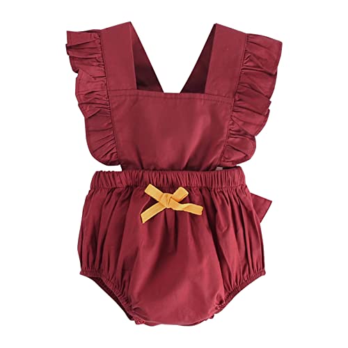 YWLINK Kleinkind Mädchen Babykleidung Neugeborene Fliegende Ärmel Cowboy Ha Kleidung Frühling Und Baby Krabbelkleidung Kostüm (Red, 12-18 Months) von YWLINK