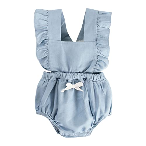 YWLINK Kleinkind Mädchen Babykleidung Neugeborene Fliegende Ärmel Cowboy Ha Kleidung Frühling Und Baby Krabbelkleidung Kostüm (Sky Blue, 0-6 Months) von YWLINK