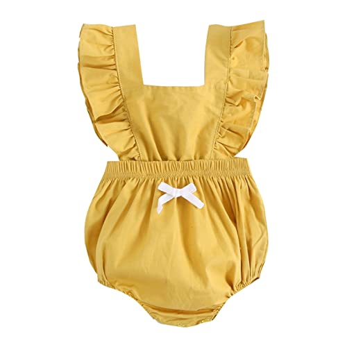 YWLINK Kleinkind Mädchen Babykleidung Neugeborene Fliegende Ärmel Cowboy Ha Kleidung Frühling Und Baby Krabbelkleidung Kostüm (Yellow, 0-6 Months) von YWLINK