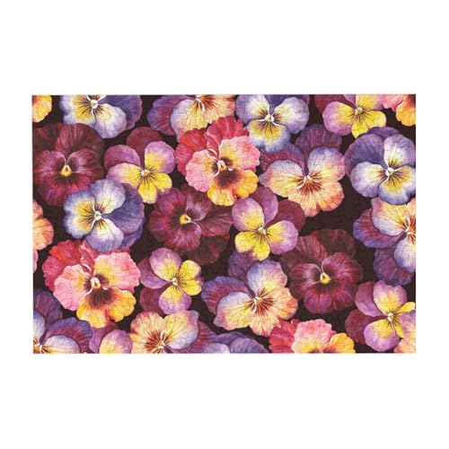 Aquarell Stiefmütterchen Blumen, Puzzle 300 Teile Holzpuzzle Spielzeug Familienspiel Wanddekoration für Erwachsene Teenager von YWSOTRE