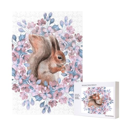 Karikatur, Eichhörnchen, Mit, Blumen,300 Teile Holzpuzzle Familienspiel Puzzle für Erwachsene und Jugendliche Karikatur, Eichhörnchen, Mit, Blumen,300 Teile Holzpuzzle Familienspiel Puzzle für Erwachsene und Jugendliche von YWSOTRE
