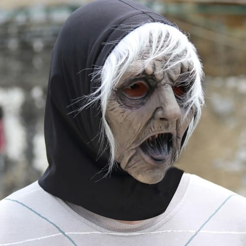 YWSTYllelty Scream Maske Halloween Ghostface Maske Latex Schrei Maske Maske Horrorfilm Maske Geister Scream Maske für Karneval, Halloween Cosplay Kostüm Requisiten Zubehör von YWSTYllelty