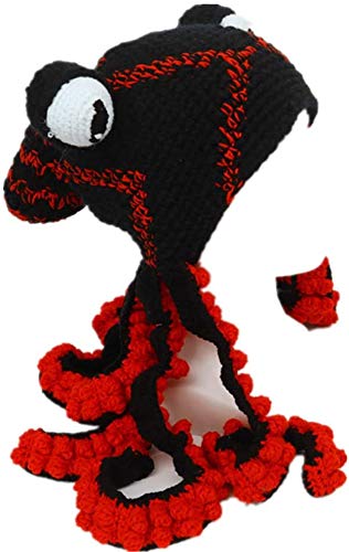 YXCUIDP Handgewebte Gestrickte Mütze, Erwachsene Unisex Lustige Cartoon Octopus Lange Tentakel Augen Hut Cosplay Hut Party Requisiten Halloween (H) von YXCUIDP