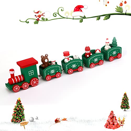 YXHZVON Weihnachtszug Holz, Kleiner Zug Weihnachts Dekoration Neujahr Ornament Weihnachtszug mit Schneemann Spielzeug für Kinder Mädchen Junge (Grün) von YXHZVON