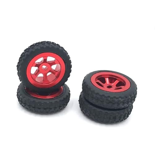 4 STÜCKE 1/28 RC Modell Spielzeug Gummireifen Reifen Upgrade Zubehör for WLtoys K969 K989 K999 P929 4WD RC Autoteile Aluminium Radnaben Reifen(Rood) von YXIUEYINGE