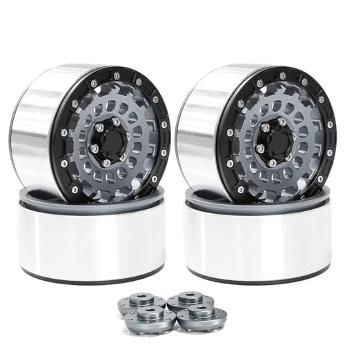 YXIUEYINGE 4 Stück 2,6 Zoll Metall Beadlock Felge Radnabe 12 mm 17 mm Sechskant for 1/8 1/10 RC Crawler Auto Axial SCX10 for Wraith RR10 Capra TRX4 YK4082(Titanium) von YXIUEYINGE