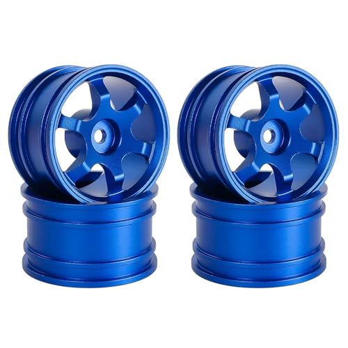 YXIUEYINGE 4 Stück 42 mm 1/10 RC On-Road Drift Racing Car Metallfelge Radnaben for Tam-iya M03 M04 M05 M06 M07 MB-01 XM-01 Upgrade-Teile(Blue Type 02) von YXIUEYINGE