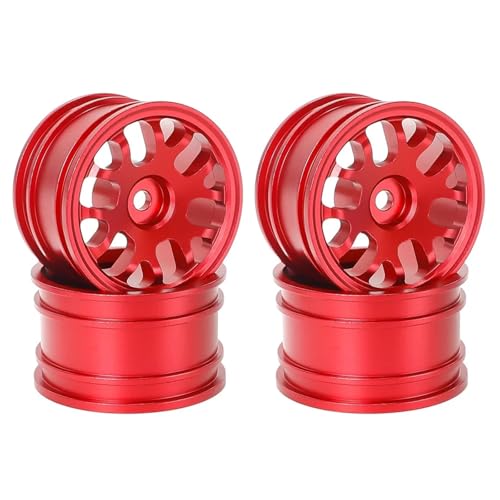 YXIUEYINGE 4 Stück 42 mm 1/10 RC On-Road Drift Racing Car Metallfelge Radnaben for Tam-iya M03 M04 M05 M06 M07 MB-01 XM-01 Upgrade-Teile(Rood) von YXIUEYINGE